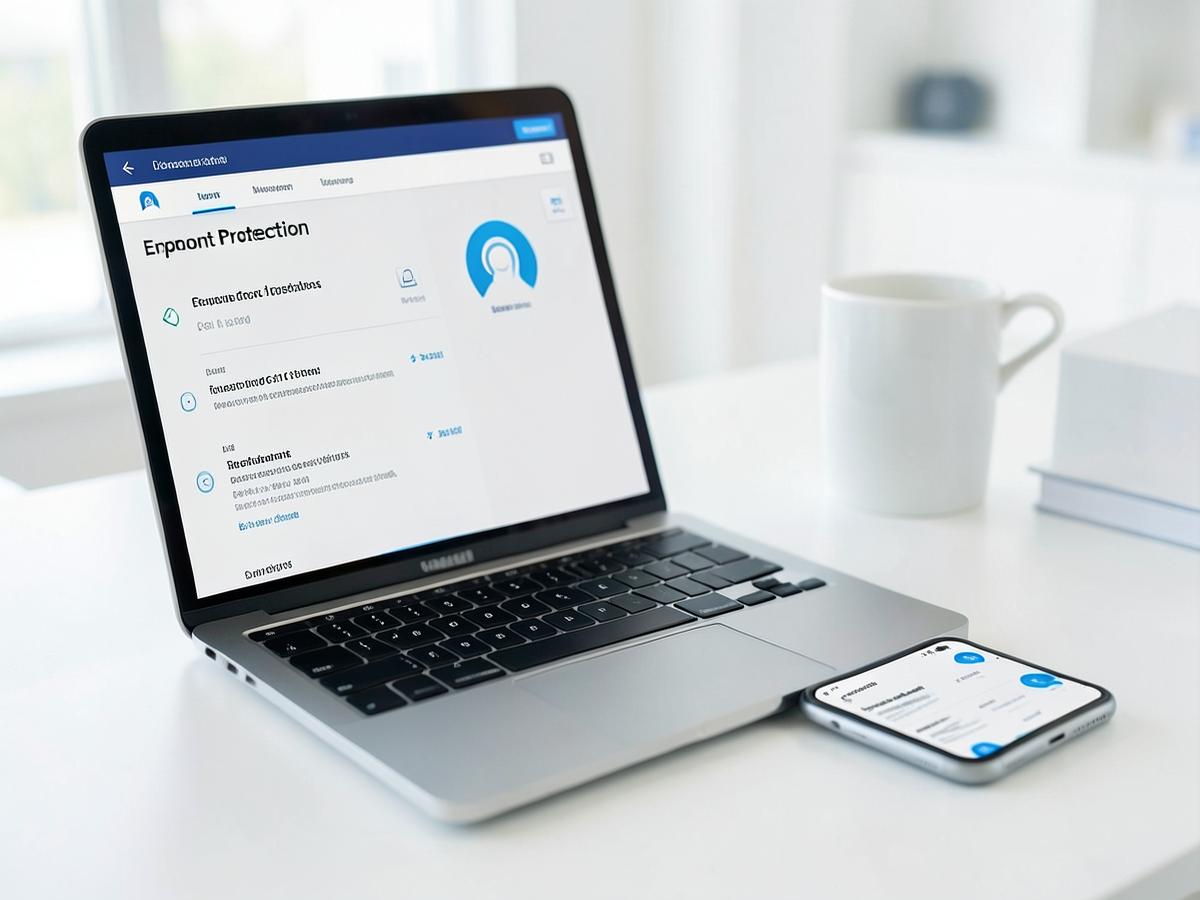 Endpoint protection software running on a laptop and phone